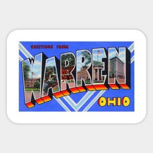 Greetings from Warren, Ohio - Vintage Large Letter Postcard Sticker